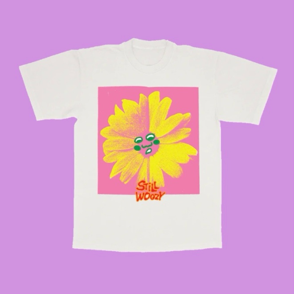 NWOT Still Woozy Flower Face Off White T-Shirt